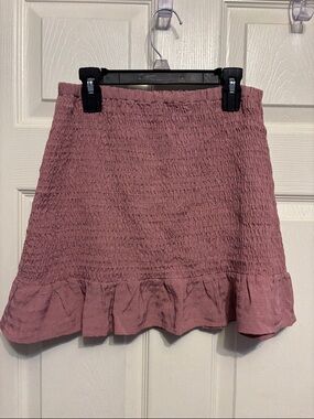 Smocked Ruffle Hem Mini Skirt - Dusty Rose
